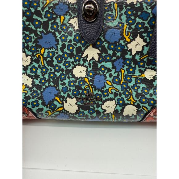 Coach Mercer 24 Satchel Crossbody Purse Multi Floral Teal Yankee - Picture 11 of 16